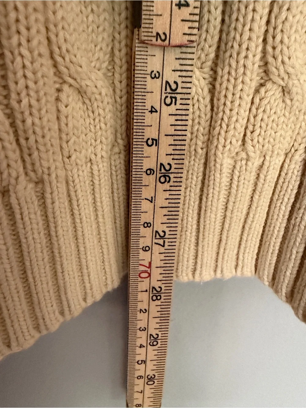 Vtg LANDS END Cable Knit Sweater Men’s L 42-44 V-Neck Preppy Academia Striped